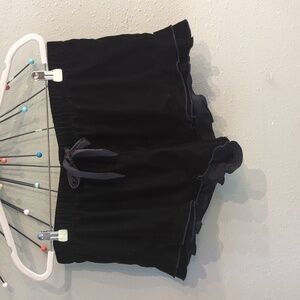 Victoria's Secret Velvet Lounge PJ Shorts Ruffles Women's Size Large Black Micro